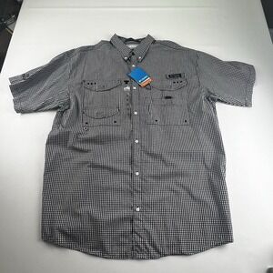 NWTColumbia Mens Super Bonehead Short Sleeve Dallas Mavericks Black Gingham SzXL